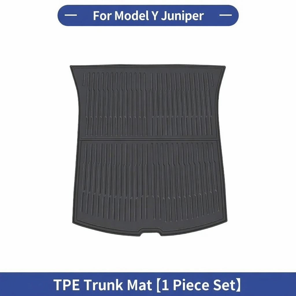 Tesla Model Y Juniper Front & Rear Trunk Mats – TPE Injection-Molded, Waterproof, Scratch-Resistant (Including Lower Trunk Mat)