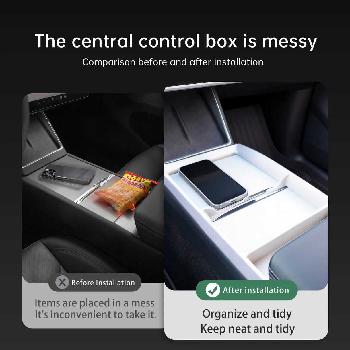 Tesla Model Y Juniper & Model 3 Highland Center Console Organizer Tray, TPE Non-Slip – RidgeMod