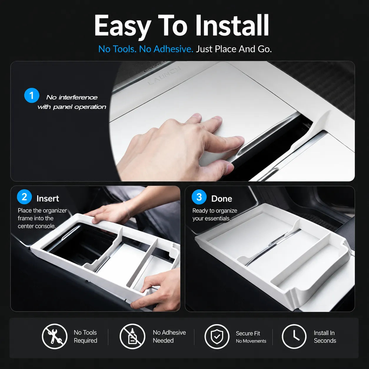 Tesla Model Y Juniper & Model 3 Highland Center Console Organizer Tray, TPE Non-Slip – RidgeMod