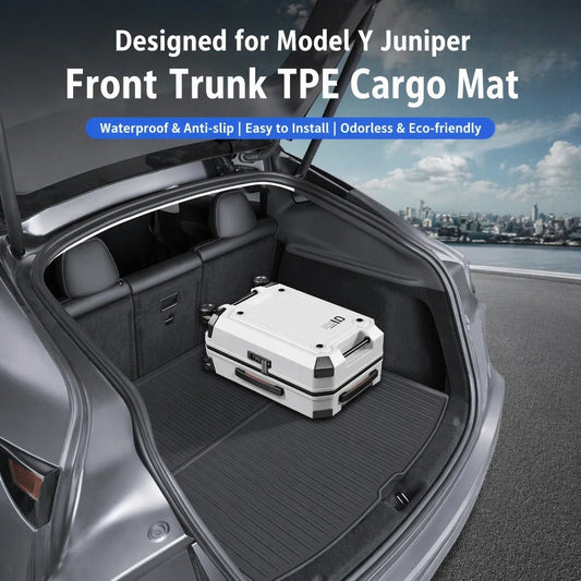 Tesla Model Y Juniper Front & Rear Trunk Mats – TPE Injection-Molded, Waterproof, Scratch-Resistant (Including Lower Trunk Mat)