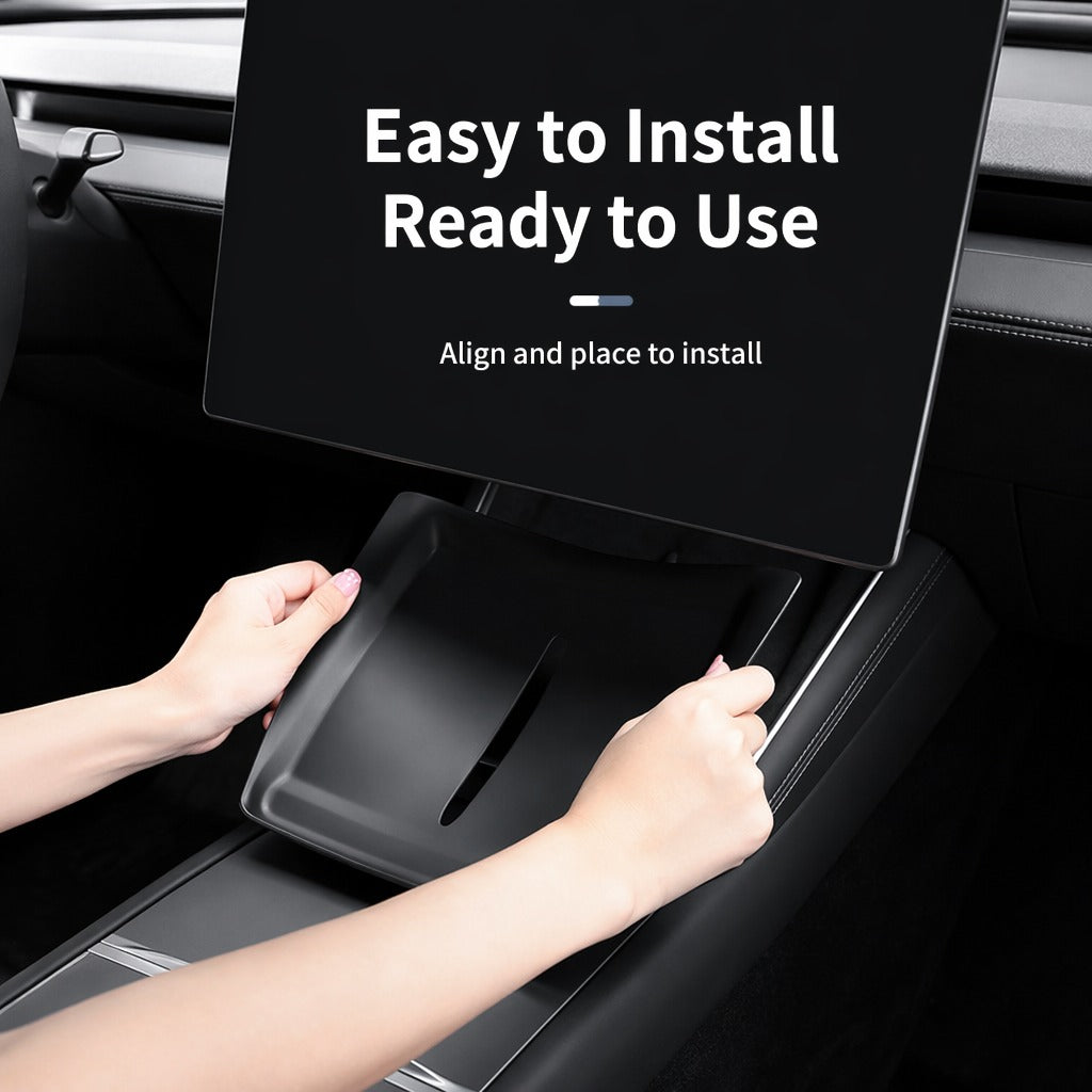 Non-slip wireless charging mat for Tesla Model YL center console; made of silicone, easy to clean.