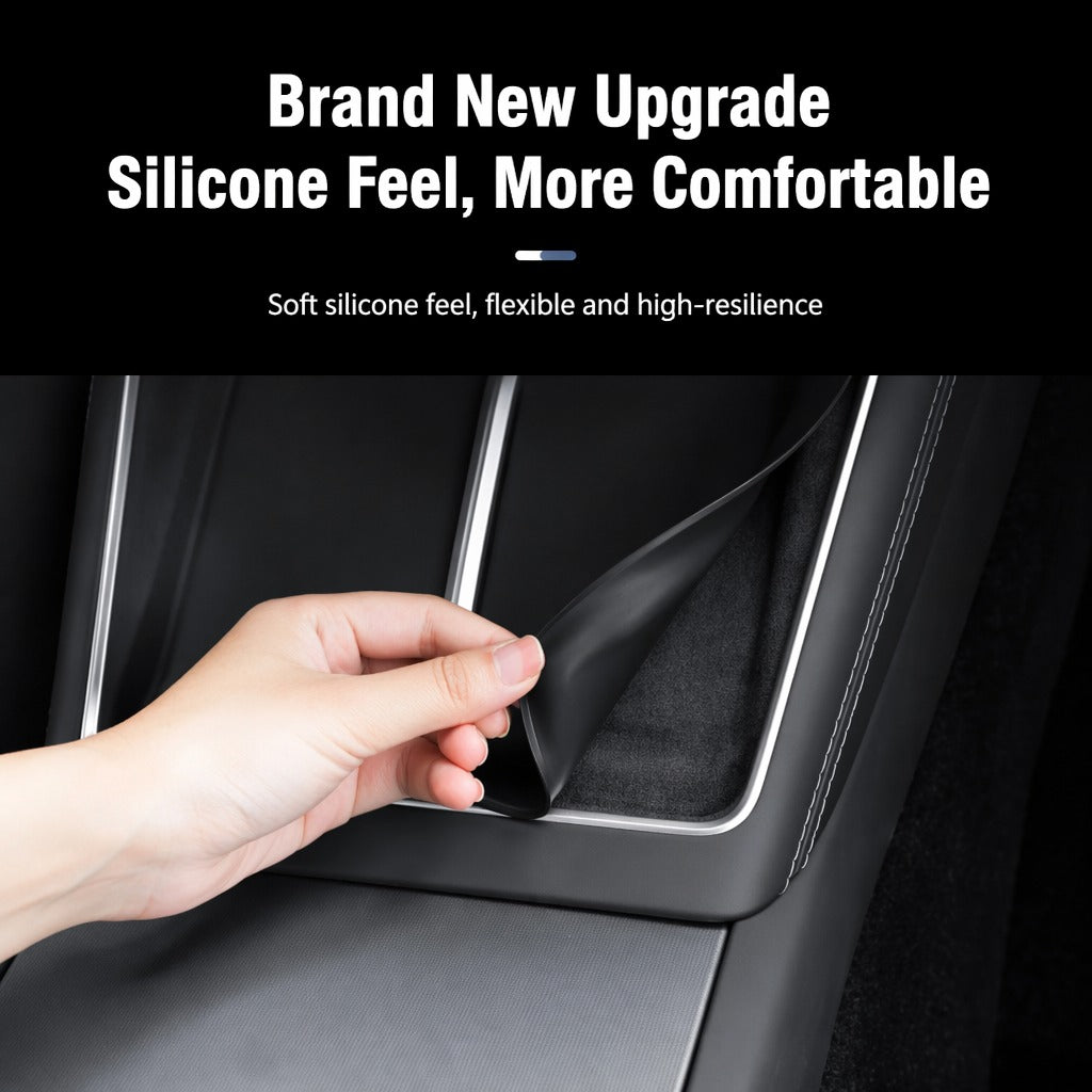 Non-slip wireless charging mat for Tesla Model YL center console; made of silicone, easy to clean.