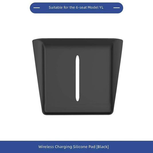Non-slip wireless charging mat for Tesla Model YL center console; made of silicone, easy to clean.