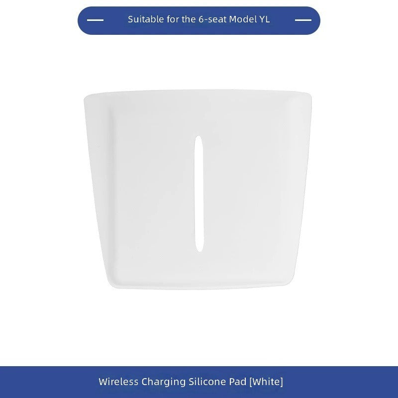 Non-slip wireless charging mat for Tesla Model YL center console; made of silicone, easy to clean.