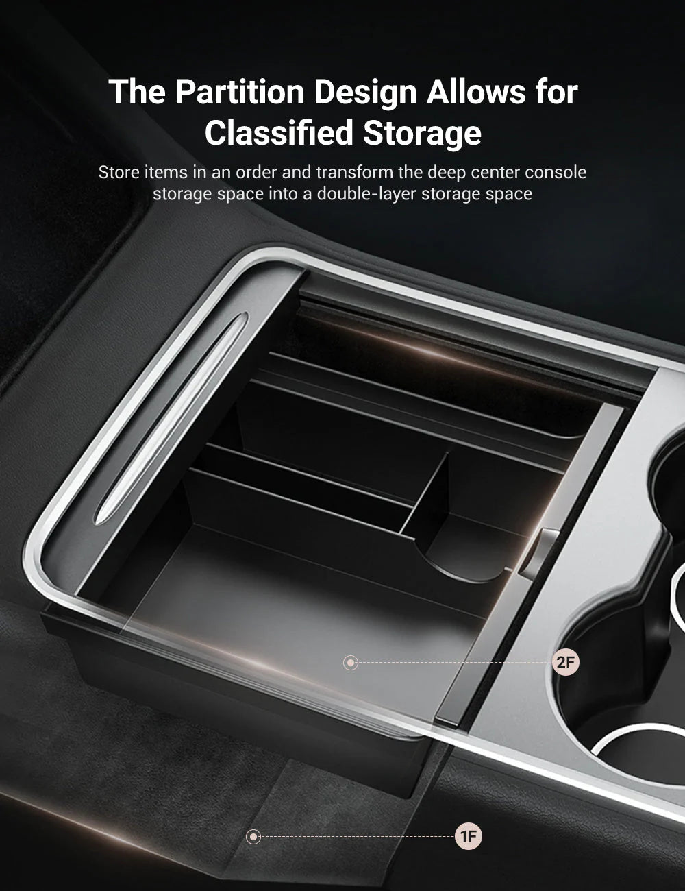 Center Front Storage Box for Model Y Juniper & Model 3 Highland | RidgeMod