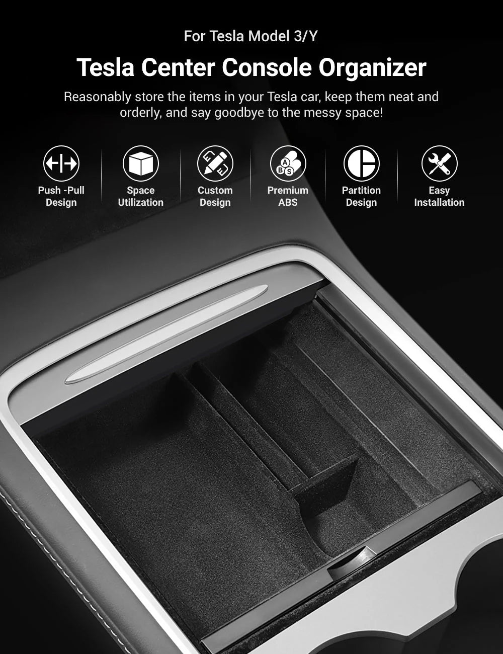 Center Front Storage Box for Model Y Juniper & Model 3 Highland | RidgeMod